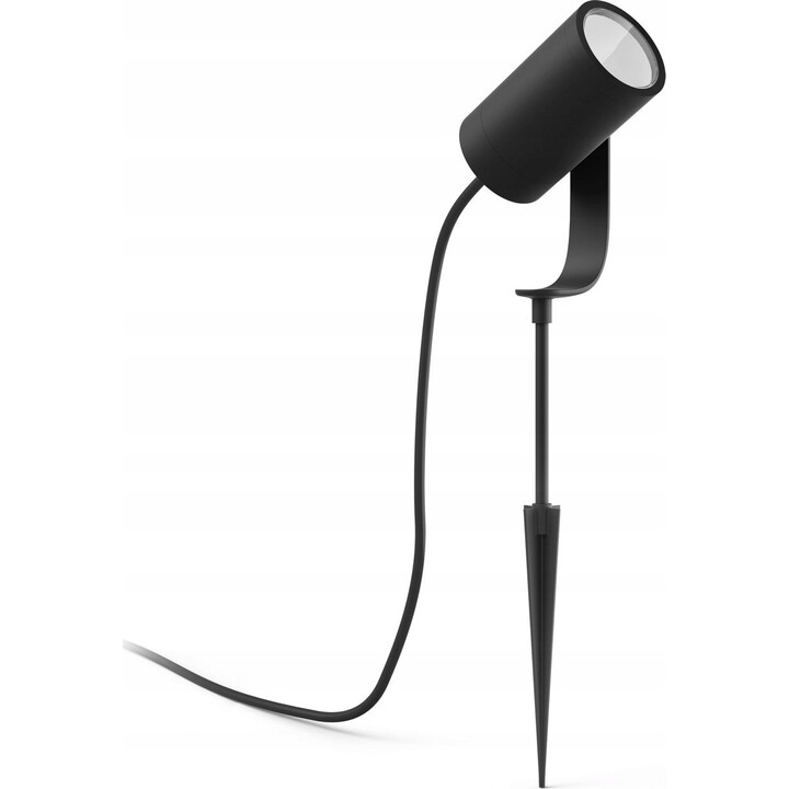 Philips Hue Lily 3 focos LED inteligentes para exteriores (IP44), luz LED blanca y luces de colores, Negro