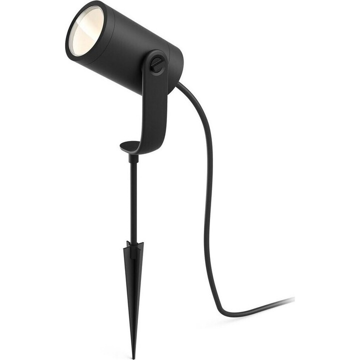 Philips Hue Lily 3 focos LED inteligentes para exteriores (IP44), luz LED blanca y luces de colores, Negro