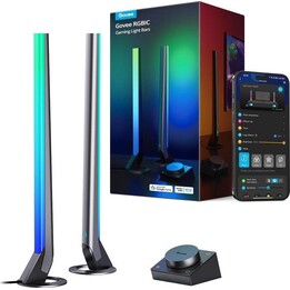 Govee H6047 Gaming-Lichtleisten | LED-Lichter, RGBIC, Wi-Fi, Alexa, Google Assistant, Silber, Grau