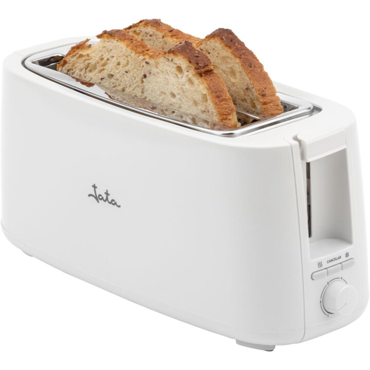 Jata Toaster 2x langer Schlitz 25x3cm automatische Brotzentrierung 7 Stufen auto-off 1400w weiß jett1584