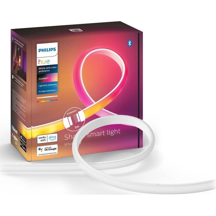 Philips Hue Lamp, Hue Lightstrip, bande LED intelligente, lumière blanche et couleur