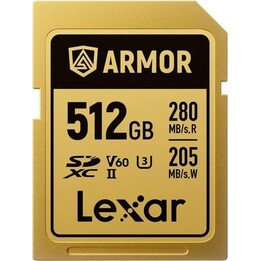 Carte mémoire Lexar ARMOR GOLD SDXC UHS-II 512 Go V60 en acier inoxydable IP68