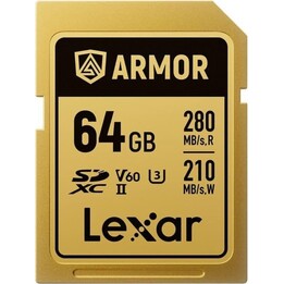 Carte SD Lexar Pro Gold Series Armor 64 Go V60 IP68 en acier inoxydable