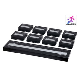 Aten 8-port 4k Hdmi Cat 6 Splitter With 8 Receivers Kit, With Local Hdmi Output, Ir Receivers, And Poc