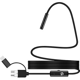 Endoscopio Digital 8mm Auto Focus 5MP (USB-A/MicroUSB/Type-C) – Soft Cable – 3.5 m