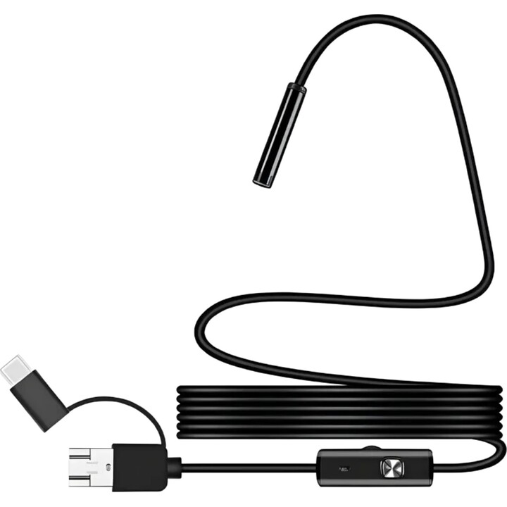 Endoscope numérique 8 mm avec mise au point automatique et 5 MP (USB-A/MicroUSB/Type C) – Câble flexible – 3,5 m