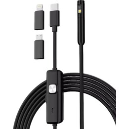  Endoscópio de 8 mm com lente dupla (Lightning/USB-C/MicroUSB) – Cabo rígido – 3,5 m