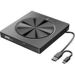 8-in-1 External CD/DVD Burner with USB-C/A/MicroSD