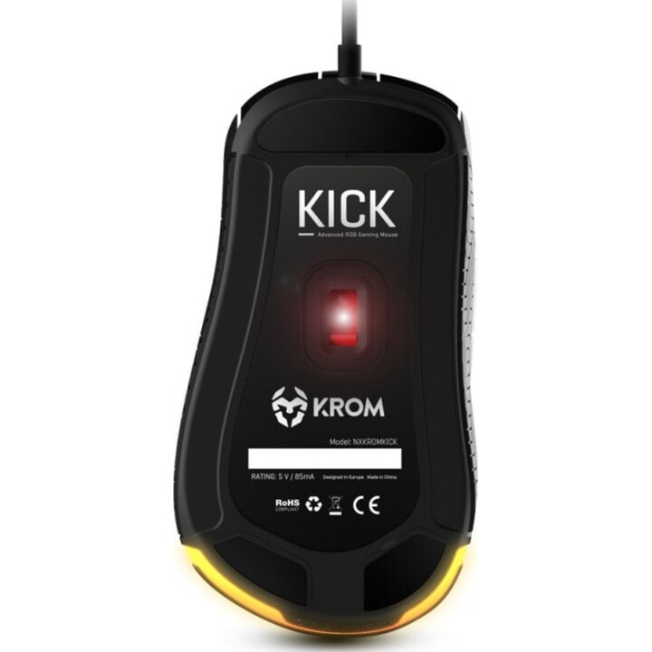 Souris de jeu Krom Kick 6200 DPI éclairage arc-en-ciel RVB noir