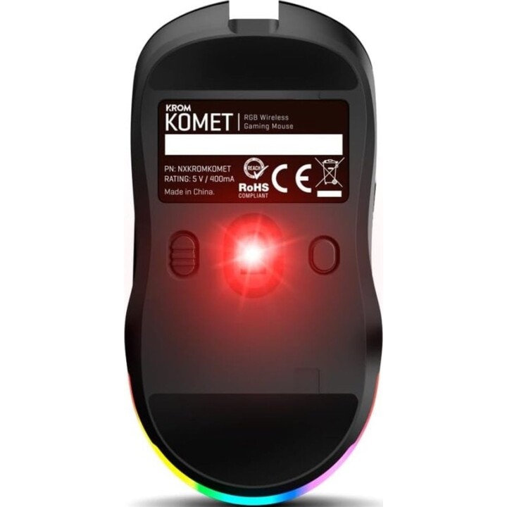 Krom Komet Ratón Gaming Inalámbrico RGB Negro 2400 DPI