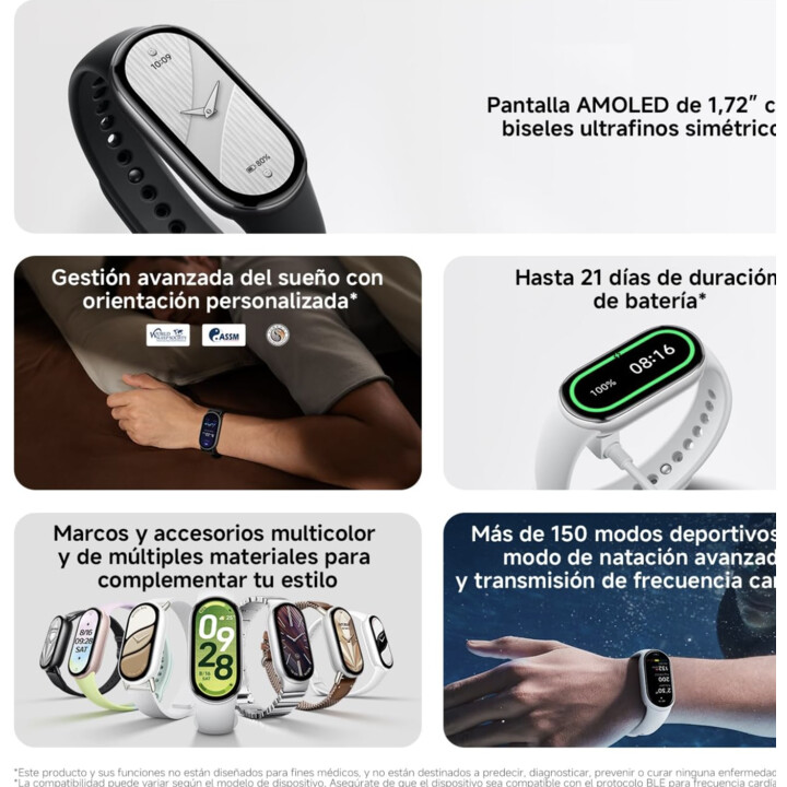 Xiaomi Smartband 10, ecrã AMOLED de 1,72", carregamento rápido, mais de 150 modos de desporto, monitorização da saúde e do sono,