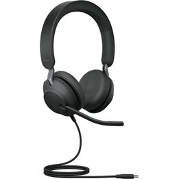 Fones de ouvido estéreo Jabra Evolve2 40 UC USB-C, pretos, isolamento de ruído