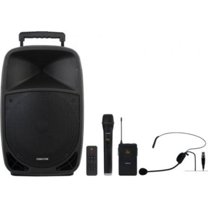 Fonestar MALIBU-312 Enceintes Bluetooth portables 250W 2 Microphones Chariot à batterie karaoké