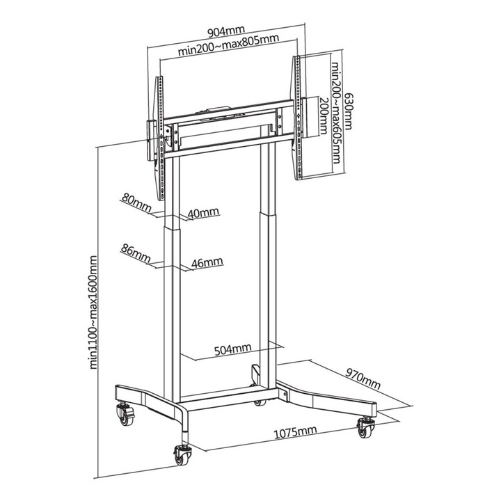 Techly ICA-TR68M Supporto TV 2,54 m (100") Nero