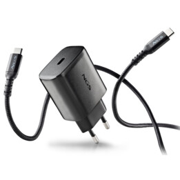 NGS Bud 45W-C: adattatore di alimentazione da 45W con 1 uscita USB-C (PD e PPS) e cavo da 1,5 metri incluso. Compatto. Larghezza