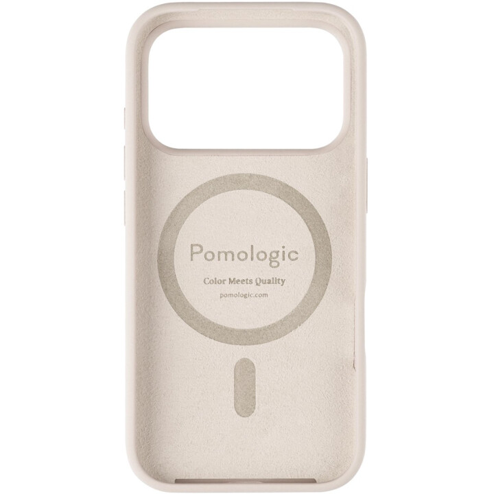 Capa de silicone Pomologic para iPhone 17 Pro compatível com MagSafe, branco/marfim