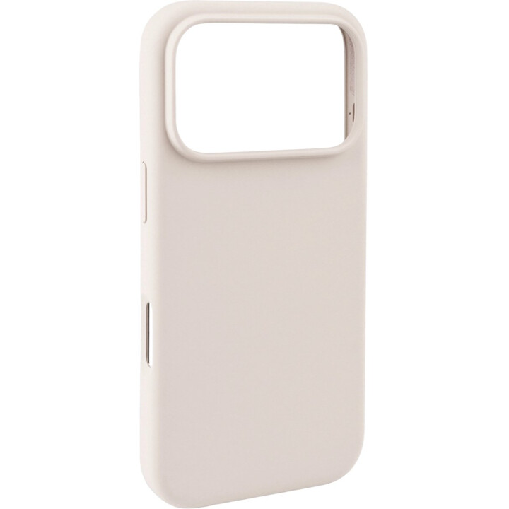 Capa de silicone Pomologic para iPhone 17 Pro compatível com MagSafe, branco/marfim