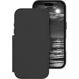 Capa Dbramante1928 para iPhone 17 Pro, preta lisa, couro sintético, design magnético removível 2 em 1