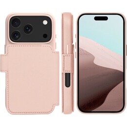 Capa Dbramante1928 para iPhone 17 Pro, rosa sólido, couro sintético, design magnético removível 2 em 1