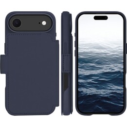Dbramante1928 Schutzhülle für iPhone 17 Air, einfarbig, dunkelblau, Kunstleder, abnehmbares 2-in-1-Magnetdesign