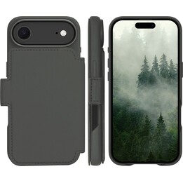 Capa Air Dbramante1928 para iPhone 17, verde sólido, couro sintético, design magnético removível 2 em 1