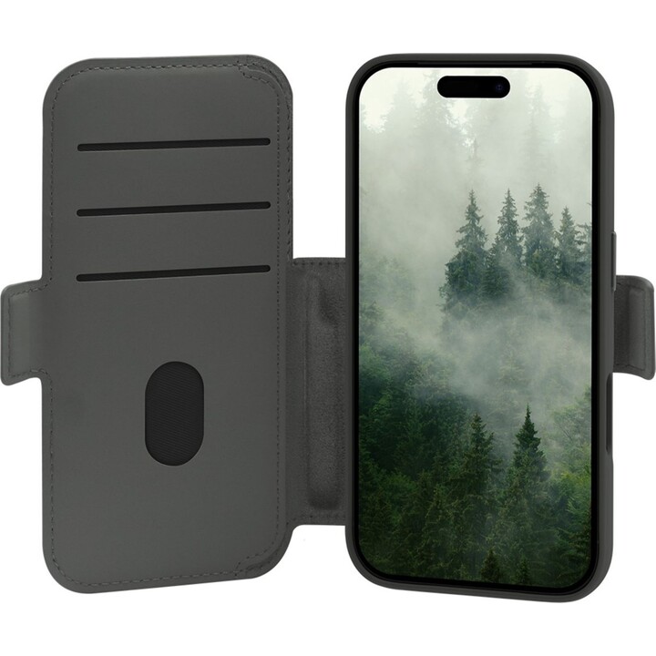 Dbramante1928 Bookshelf Case for iPhone 17 Pro, Solid Green, Faux Leather, 2-in-1 Magnetic Removable Design