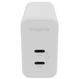Mophie GaN Charger Dual - Wandladegerät mit dualem USB-C-Eingang 67W (weiß)