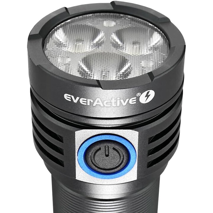 EverActive FL-3300R Lampe de poche à LED, 5 modes de fonctionnement, 3300Lm, rechargeable, Gris