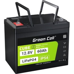 Batería Green Cell LFPGC12V60AH 12,8 V LiFePO4 60 Ah Negra Verde IP54