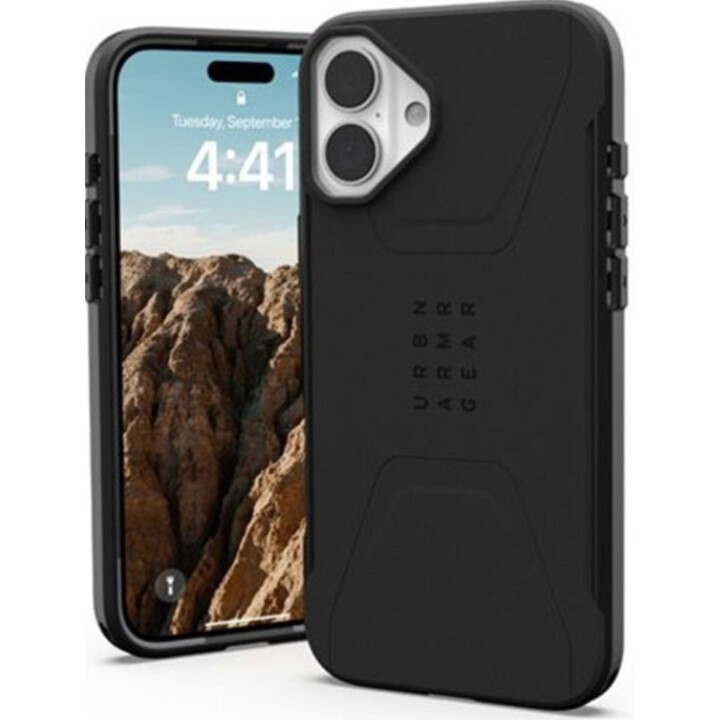 Funda Magsafe, antideslizante, patrón hexagonal, modelo para iPhone 16 Plus, acrílico UAG negro