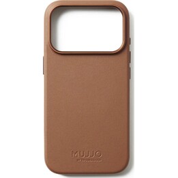 Capa Mujjo em couro legítimo com MagSafe para iPhone 17 Pro, marrom.