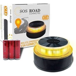 Faro di emergenza per auto SOS Road Connected EL2024 V16, base magnetica, geolocalizzabile, nero