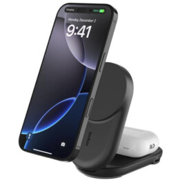 Cargador inalámbrico y magnético plegable 2 en 1 con Qi2 25W - Negro