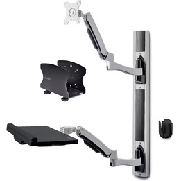 Poste de travail mural, support VESA pour moniteur 32" (22lb/10kg), support de moniteur entièrement articulé et plateau pour cla