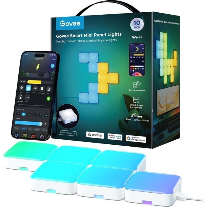 Govee Mini light panels with 10-segment RGBIC color pack