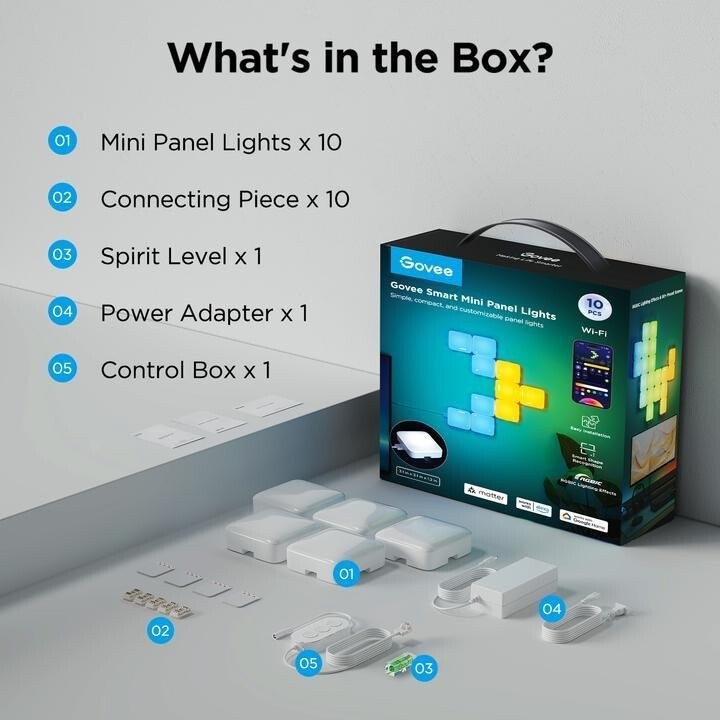 Govee Mini light panels with 10-segment RGBIC color pack