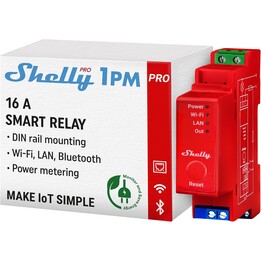 Shelly Pro 1PM- Interrupteur à relais intelligent, sans fil et Bluetooth avec mesure de la consommation, rouge