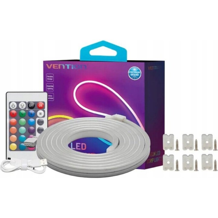Vention Silikon-Neon-LED-Streifen mit Infrarot-Fernbedienung, 5V USB-Stromversorgung, 2m