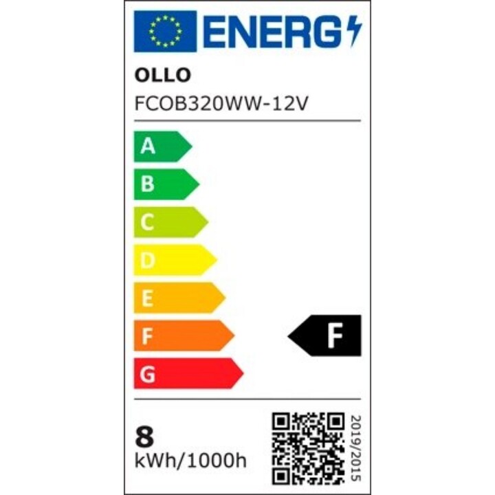 Bande LED COB 3000K, IP20, 12V, 8W, 800 lm, 320 LED, Blanc chaud