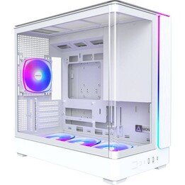 Montech KING 15 PRO PC Gehäuse, Mini Gehäuse, mATX, gehärtetes Glas, RGB - weiß