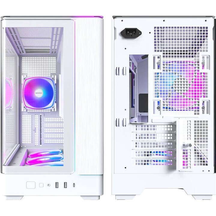 Montech KING 15 PRO PC Case, Mini Case, mATX, Vidro temperado, RGB - branco