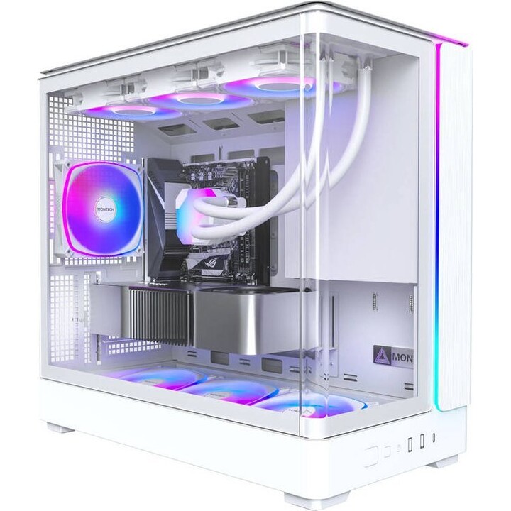 Montech KING 15 PRO PC Case, Mini Case, mATX, Vidro temperado, RGB - branco
