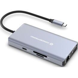 DONN20G - Docking Station 10 en 1 USB 3.2 Gen 1, HDMI, VGA, USB-A 5Gbps, USB-C 5Gbps, SD, TF/MicroSD, Audio, GbE LAN, 100W USB P