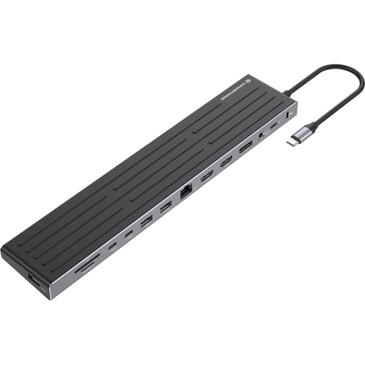 Conceptronic DONN32B replicatore di porte e docking station per laptop Cablato USB 3.2 Gen 1 (3.1 Gen 1) Type-C Grigio, Argento