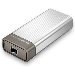 Adaptador de rede QNAP QNA-UC10G1SF USB4 Tipo C 10GbE SFP+ 2x10G SFP+ AQC100S Prata Portátil sem ventoinha