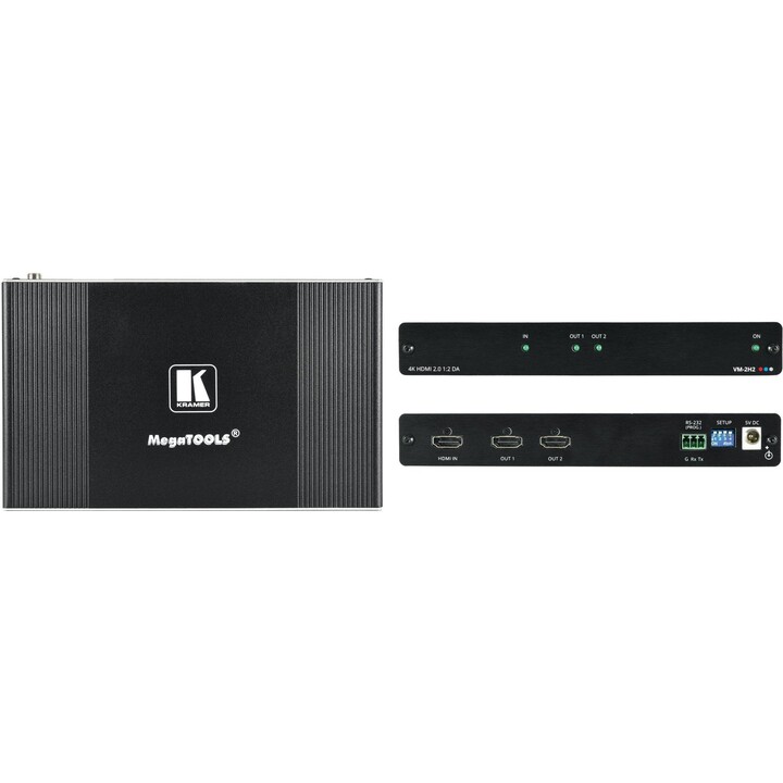 Kramer VM-2Hx 90-70745190 1:2 HDMI 1.4 Verteilerverstärker 6.75Gbps HDCP 3D Deep Color Reclocked Equalized Kompakt Schwarz