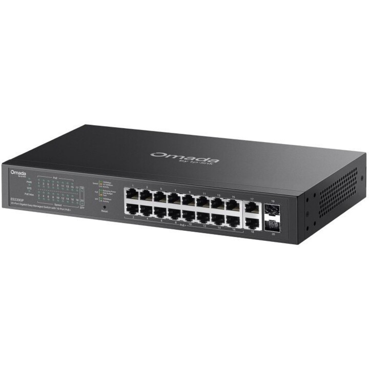 TP-LINK ES220GP Omada 20-Port Gigabit Easy Managed Switch 16-Port PoE+ 150W Budget 2x SFP Desktop/Rackmount Metal