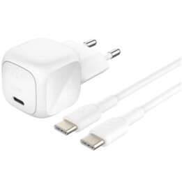 Belkin BoostCharge USB-C 20W Caricatore da parete compatto bianco + cavo USB-C da 1 m