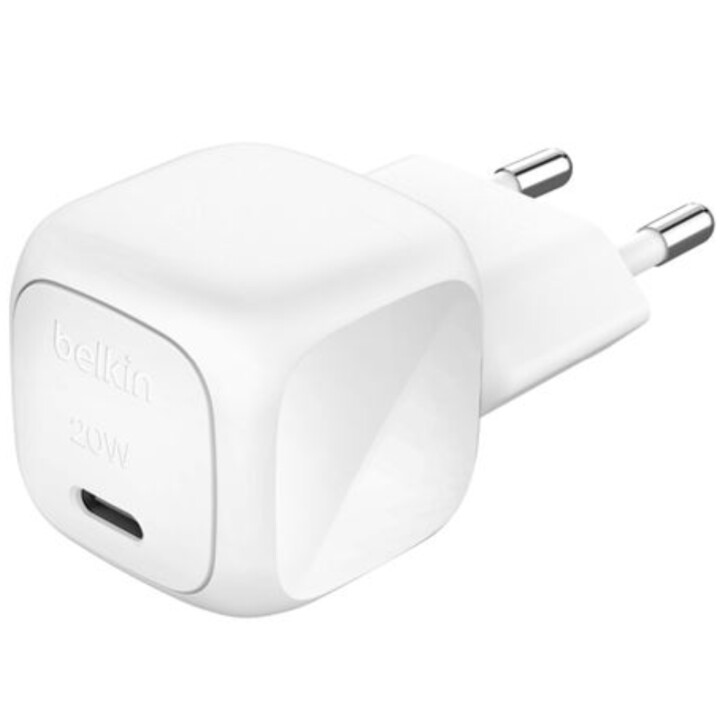 Belkin BoostCharge USB-C 20W Chargeur mural compact Blanc + Câble USB-C 1m