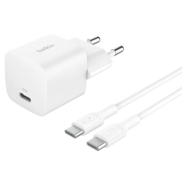 Belkin BoostCharge USB-C Power Delivery 25W Chargeur mural + Câble USB-C Blanc